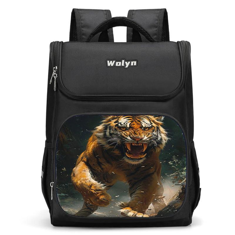 Stylish And Durable Tiger Backpack For Elementary School Kids Unisex High Capacity