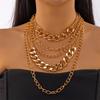 Exaggerated Thick Alloy Chain Necklace Modern Punk Style Layering Jewelry For Women Party Wear Comfortable