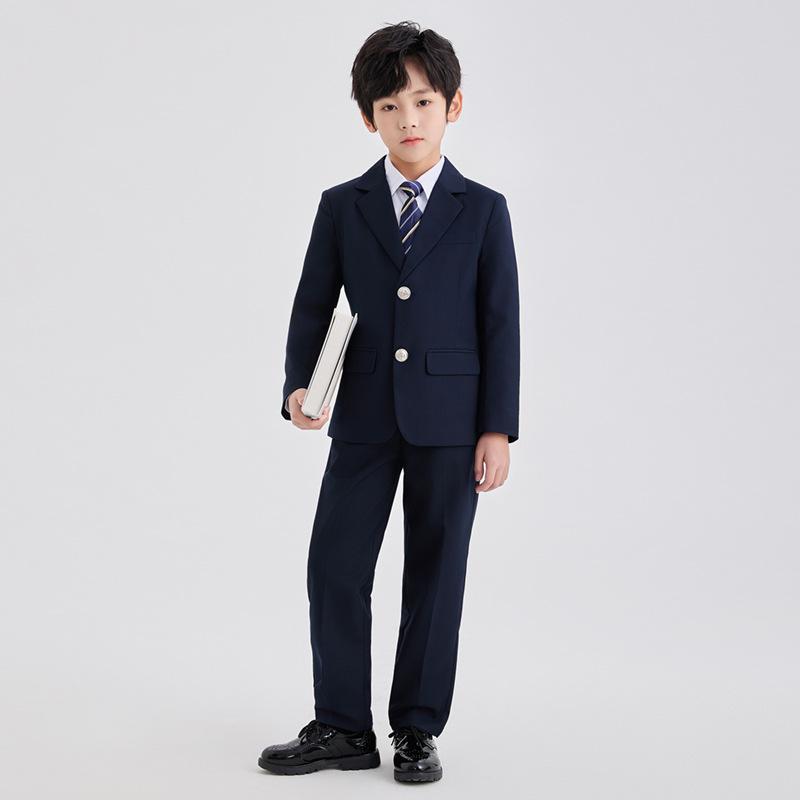 Spring/Summer Kids' British College Style Navy Blue Kindergarten Uniform Set for Performances