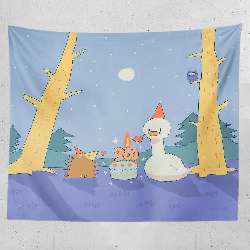 

Милый мультяшный гобелен с принтом утки, домашняя гостиная, спальня, Настенный декор, тканевый гобелен 100x75cm