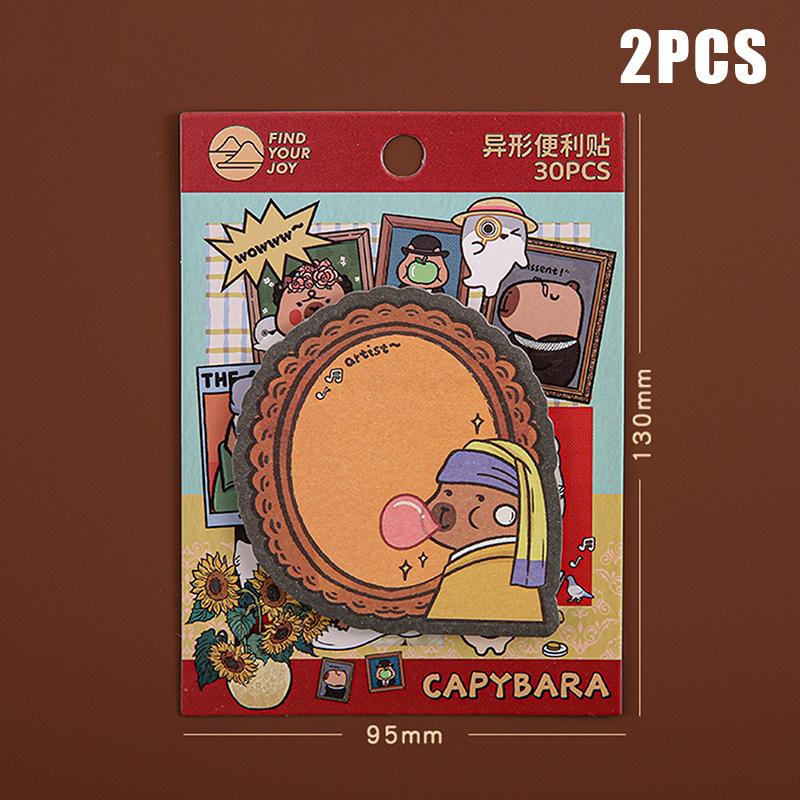 

2 шт. Мультяшная капибара, липкие заметки, самоклеящийся блокнот, многофункциональные канцелярские товары, бумага для сообщений, липкие заметки специальной формы