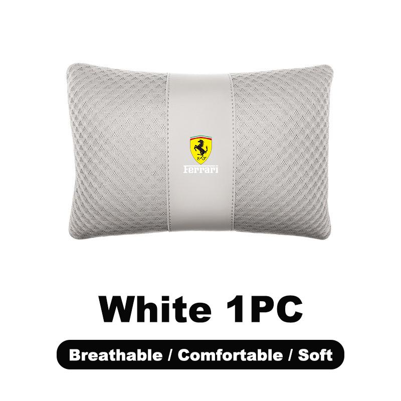 1pcs Car Leather Headrest Seat Lumbar Pillow Auto Accessories For Ferrari F430 Stradale Roma 488 Spider SF90 LaFerrari Portofino MQ6