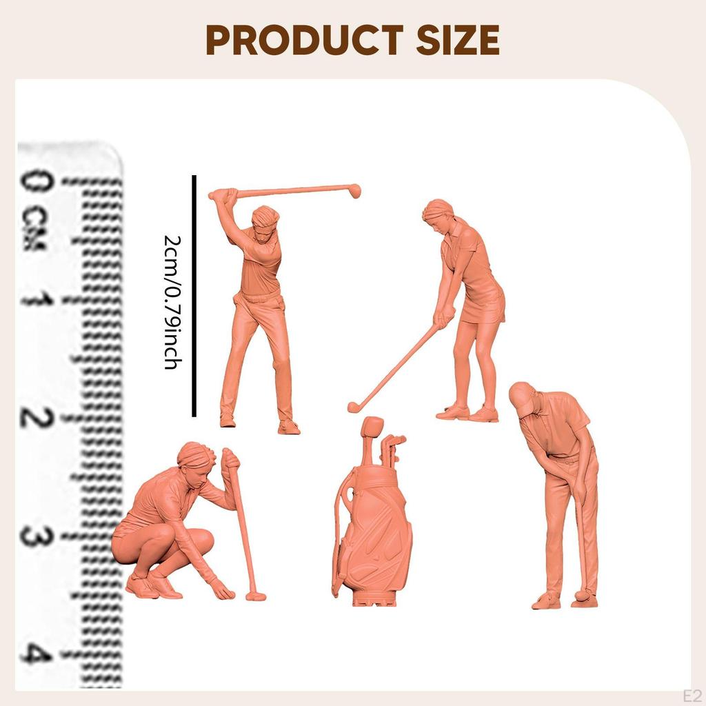 5Pcs 1:87 Golf Miniature Figures Diorama Ornaments Photography Props Tiny DIY Projects Mini Models
