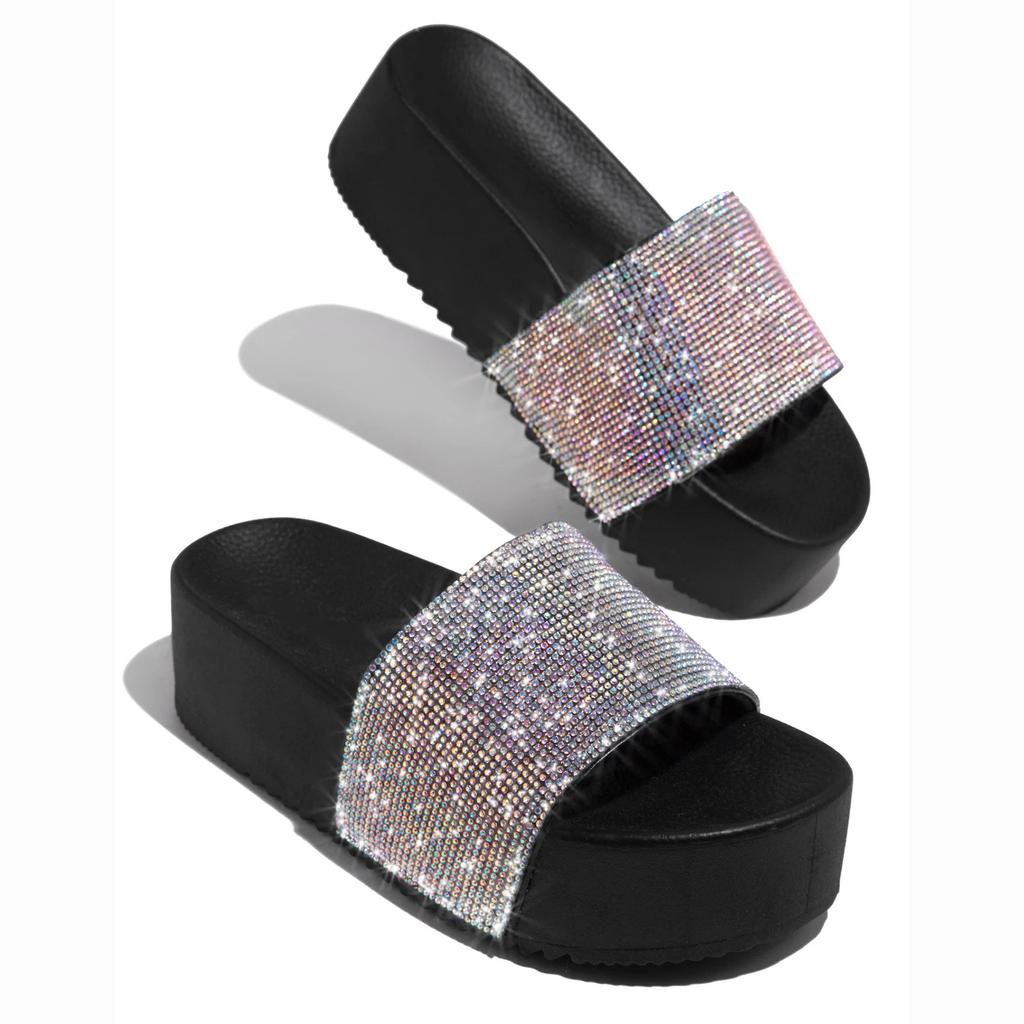 Sandali con zeppa da donna con plateau, scarpe da spiaggia bohémien, pantofole