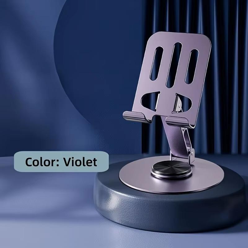 Phone Stand 360° Rotation Mobile Phone Holder All Metal Aluminum Universal Bracket Folding Double Shaft Design Stable Anti Fall