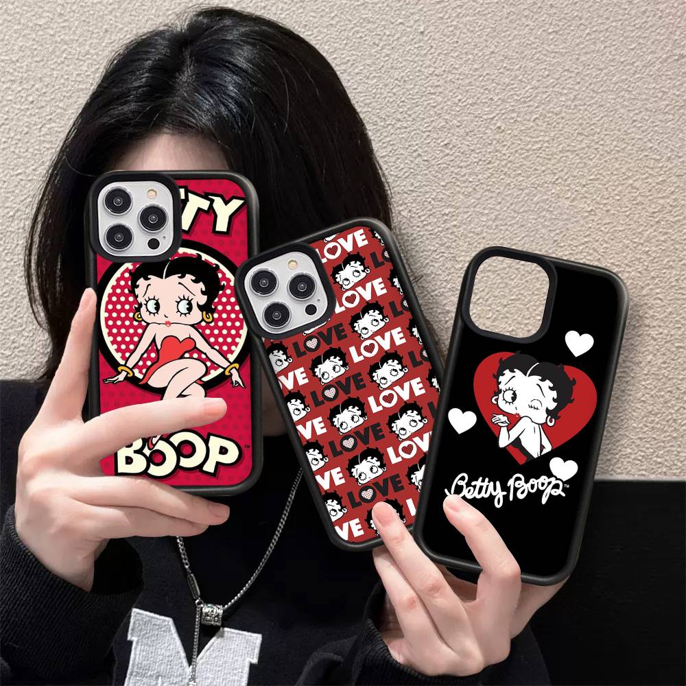 Animation B-Betty Boop PC+TPU Protective Phone Case For IPhone 17 16 Pro Max 15 Plus 14 13 12 11 Cover