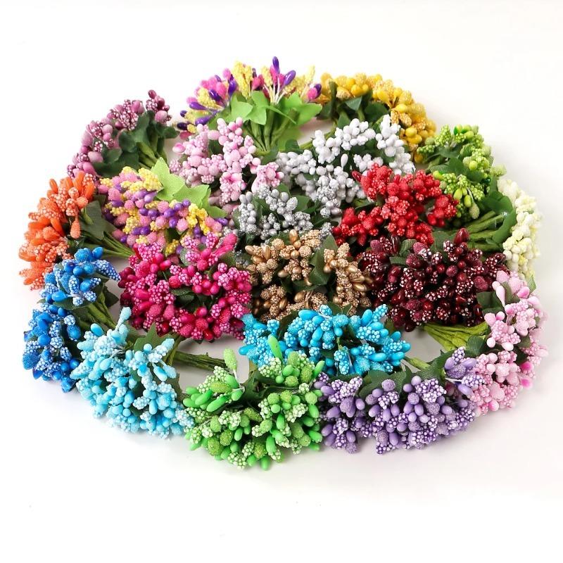 72Pcs Cherry Artificial Flower Heads Home Room Decoration Christmas Bouquet New Year 2025 Party Craft Flower Wreath Gift Accesso