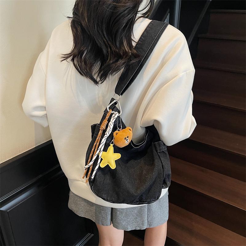 Denim-Umhängetasche mit großer Kapazität Damen Retro Pendler Umhängetasche