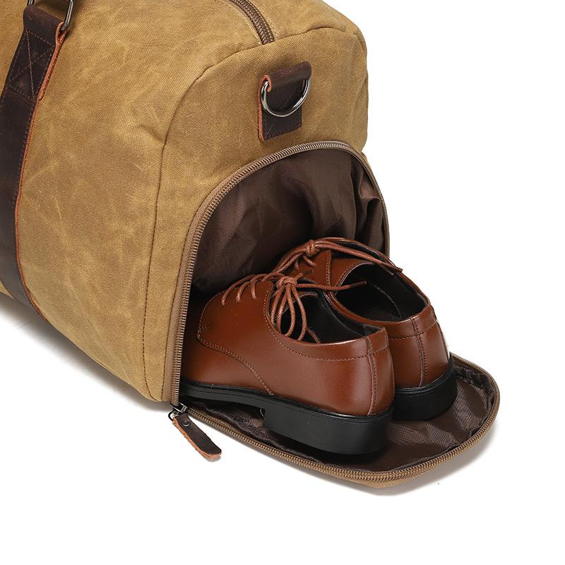 Wear-resistant Oil Wax Canvas Travel Bag Retro Europe and The United States Solid Color Outdoor Single Shoulder Luggage Storage Bag