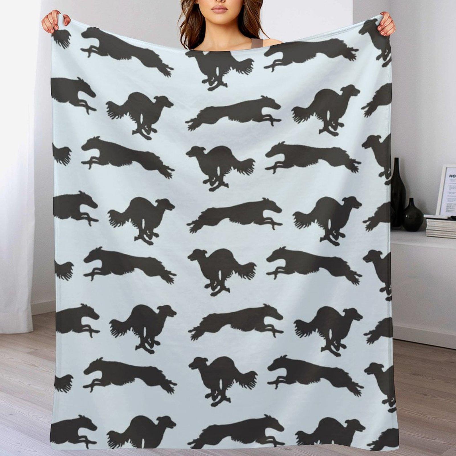 Silken Windhounds Racing Silhouette Throw Blanket Fuzzy Plush Throw Blanket for Sofa Chair 75X95CM