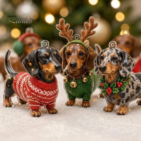Christmas Stocking Stuffers 3D Dachshund Advent Calendar with 24 Unique Mini Dog Figures, Birthday Gifts for Children Countdown Toy Set Kids, Holiday