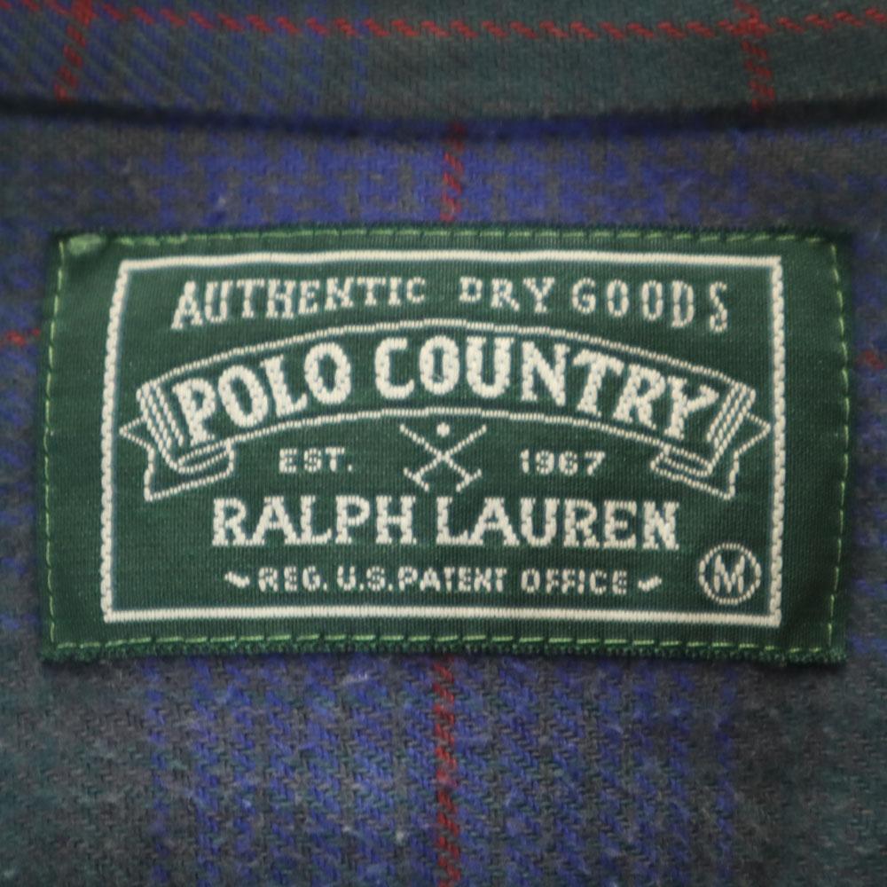 POLO COUNTRY 80s 90s Old Check Long Sleeve Shirt M Blue RALPH LAUREN Men's Used