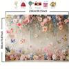 1 Polyester Photography Background with a Flower and Butterfly Garden Theme Durable Indoor/outdoor Festival Wall Decoration