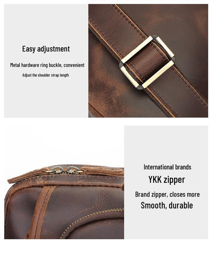 Jiameida Retro Genuine Leather Men's Business Briefcase - Large Capacity Handbag and Laptop Bag