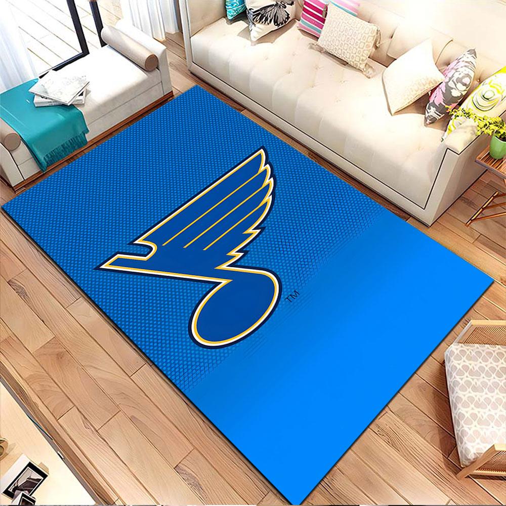 Blue Music Note Logo On Textured Background Patterned Carpet, Non Slip Mat Suitable for Living Room and Bedroom Sofas
