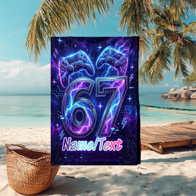 1PC Custom Name Electric Celebration Beach Towel Highly Absorbent And Sand-Resistant Towel for Swimming, Pool, Yoga, And Travel Lightweight