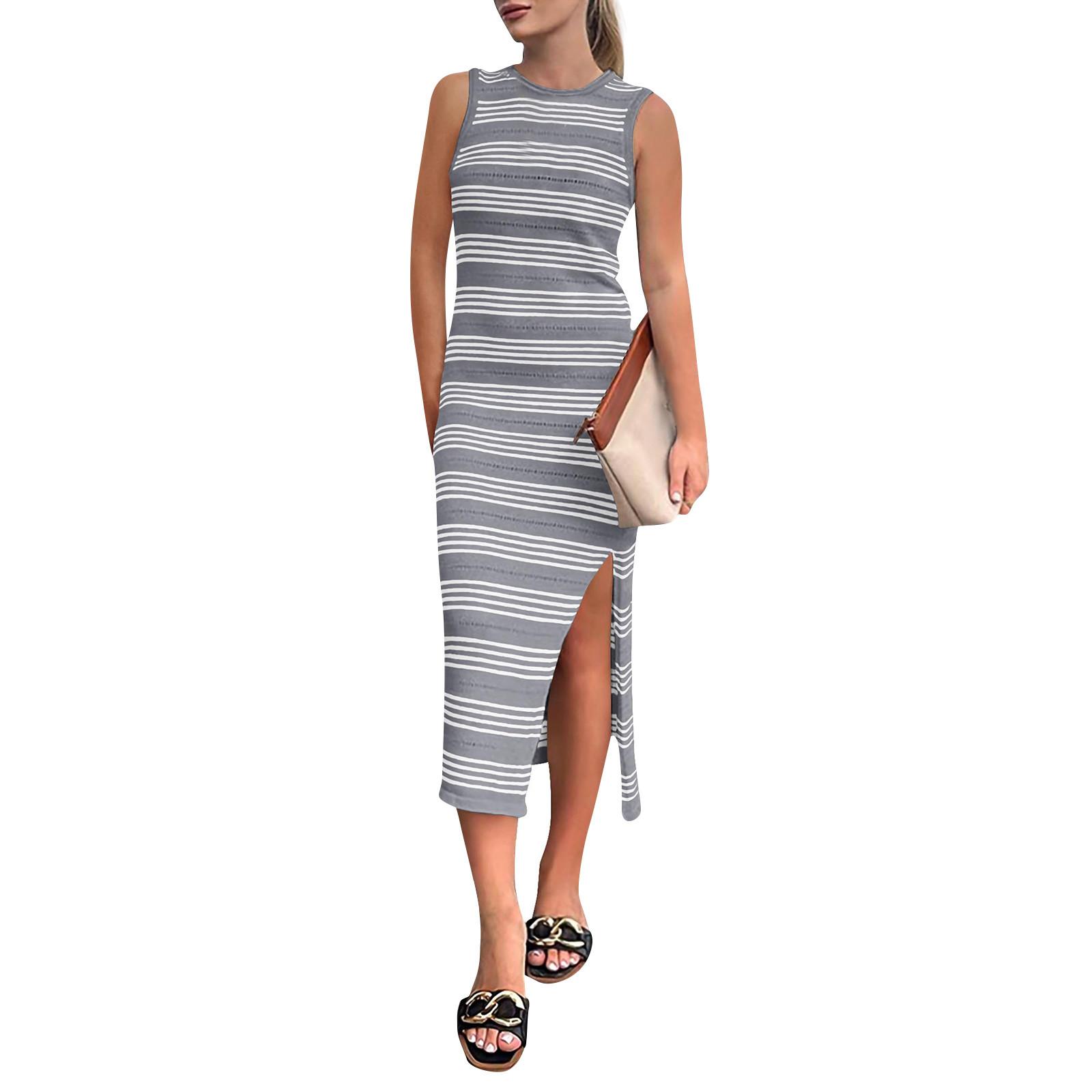 

Женское модное сексуальное однотонное платье без рукавов с регулируемыми бретелями, женское платье, длинное платье XL