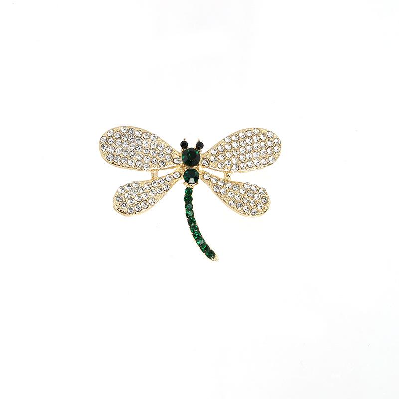 High-end exquisite flash diamond dragonfly brooch luxury niche suit brooch design sense pin collar pin anti-light accessories