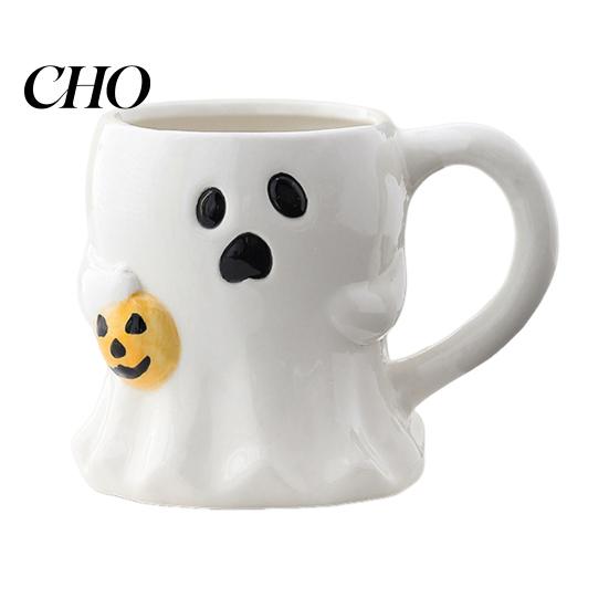Keramik Fantasy Trinkgeschirr Halloween Tasse Niedliche Geist Kürbis Tasse Wiederverwendbar Gruselig Handgemacht Kaffee mit Deckel Einzigartige Partygeschenke Mit