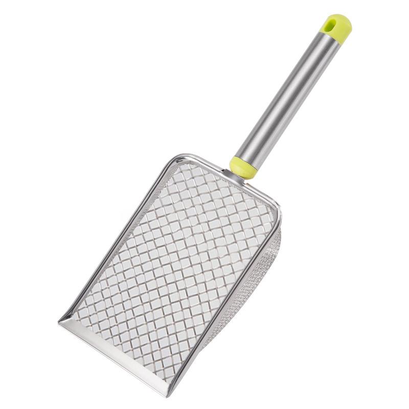 

Совок для котячого туалету з тонкої сітки з нержавіючої сталі, що легко миється, антипригарна лопата для рептилій, ефективний, міцний, міцний совок для туалету