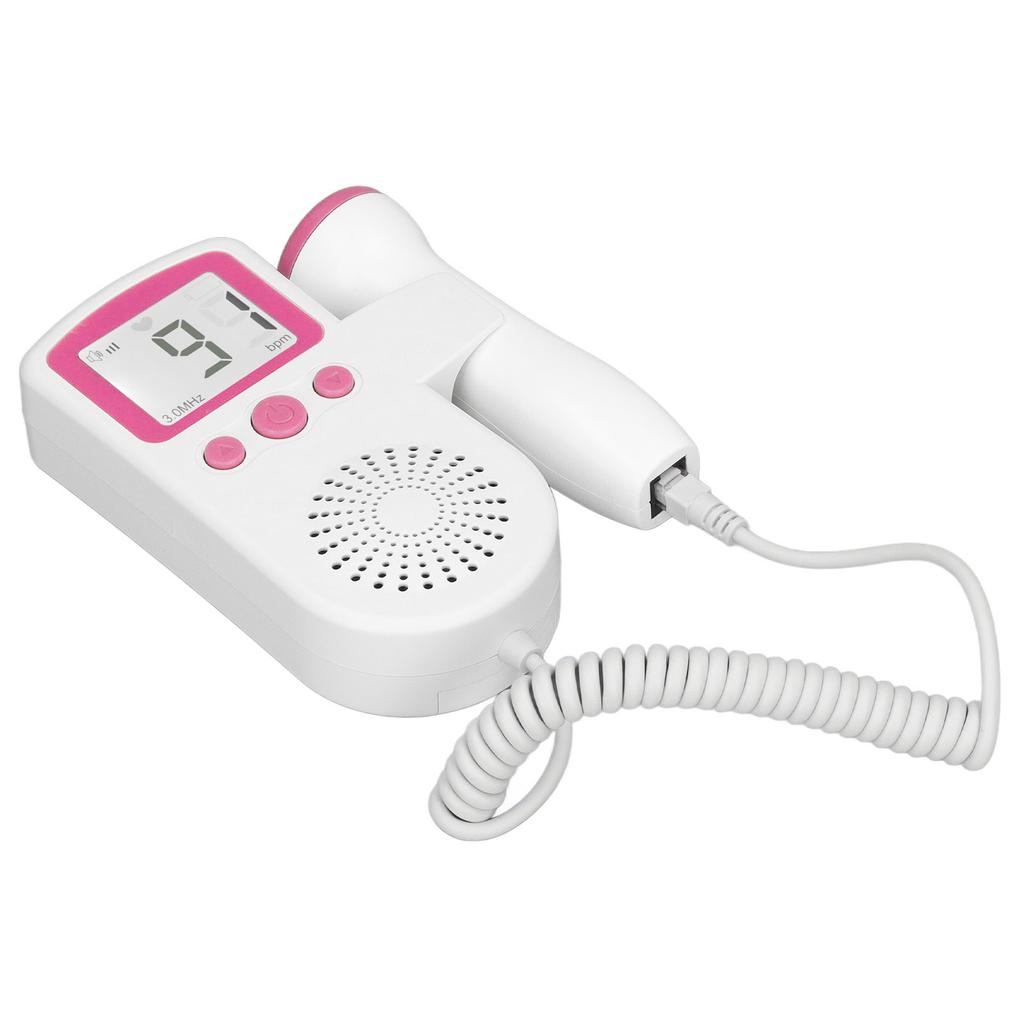 3.0MHz Fetal Heartbeat Monitor High Sensitivity LCD Fetal Sound Heartbeat Detector Pink