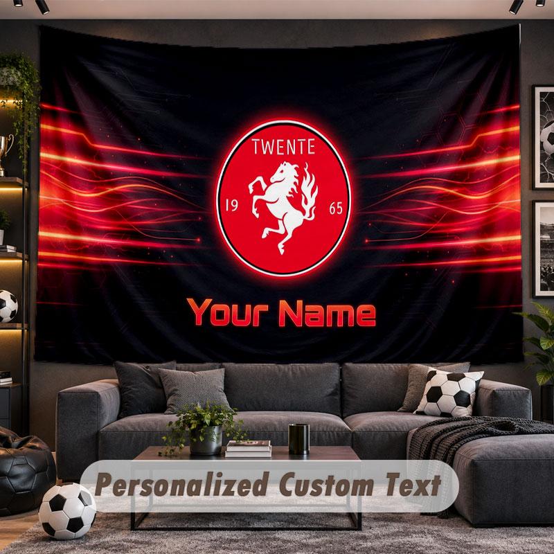Wall Hanging Tapestry Custom NameFC Twente Pattern Personalized Printed Fabric Wall Decor