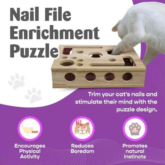 Katzen Nagelfeilenbox Katzenkratz-Puzzle Enrichment-Box mit Glöckchenbällen Interaktiver Katzenkratzbaum Labyrinthbox für Katzen Nagelpflege Selbstbeschäftigung