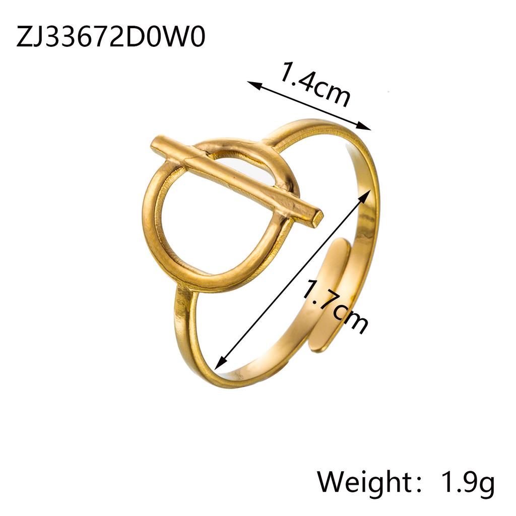 CARLIDANA Fashion Ins Geometric Irregular Hollow Muti Layer Chain 18K Gold Plated Stainless Steel Open Ring for Women Jewelry