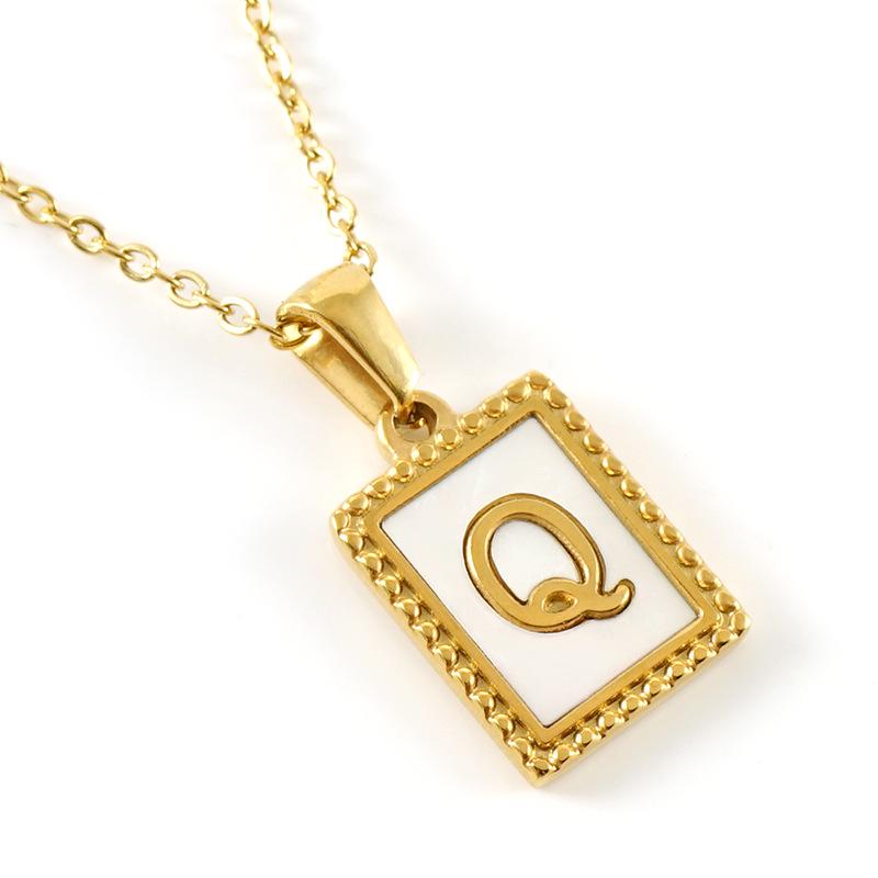 18K Gold Stainless Steel Letter Pendant Necklace – European and American Style Titanium Steel Clavicle Chain for Women