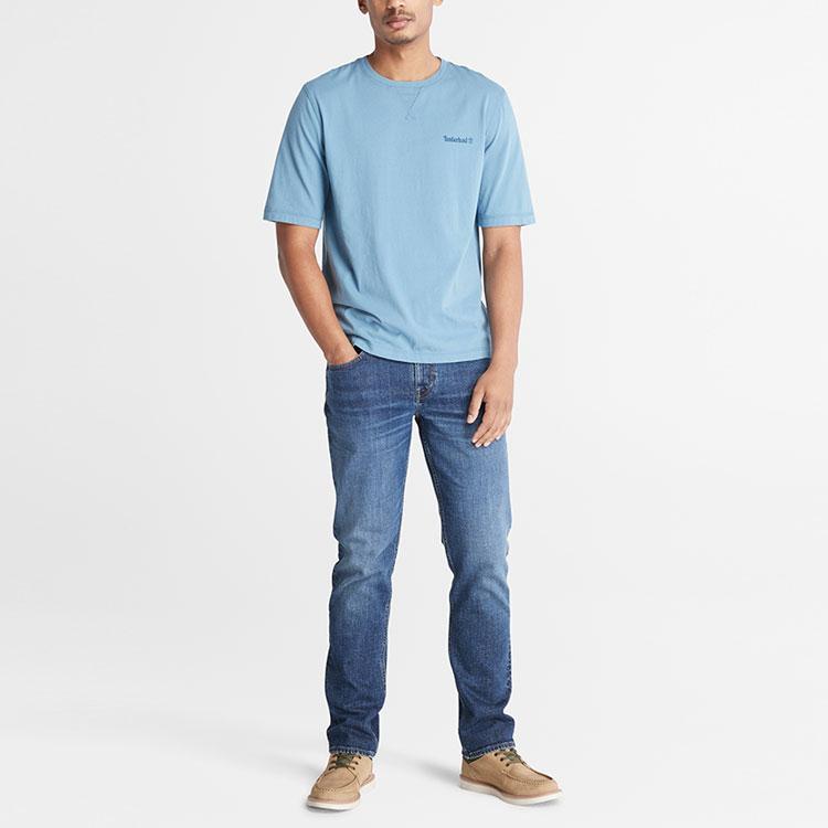 Timberland Solid Color UV Protection Breathable Crew Neck Short Sleeve T-Shirt Men Tops Navy-Blue A68RS-DJ5