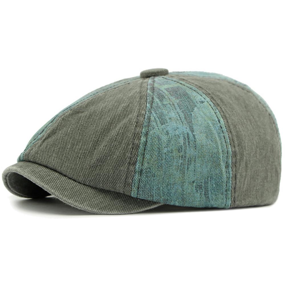 HT4789 Mens Berets Women New Washed Cotton Ivy Flat Cap Male Female Octagonal Beret Hat Spring Summer Autumn Patchwork Beret Cap