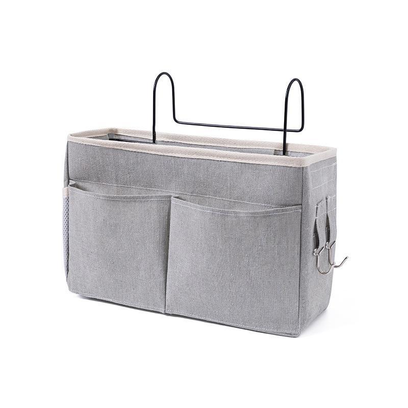 Bedside Hanging Organizer Multiple Pockets Durable Cotton Linen Large Capacity for Hospital Patient Bed Storage