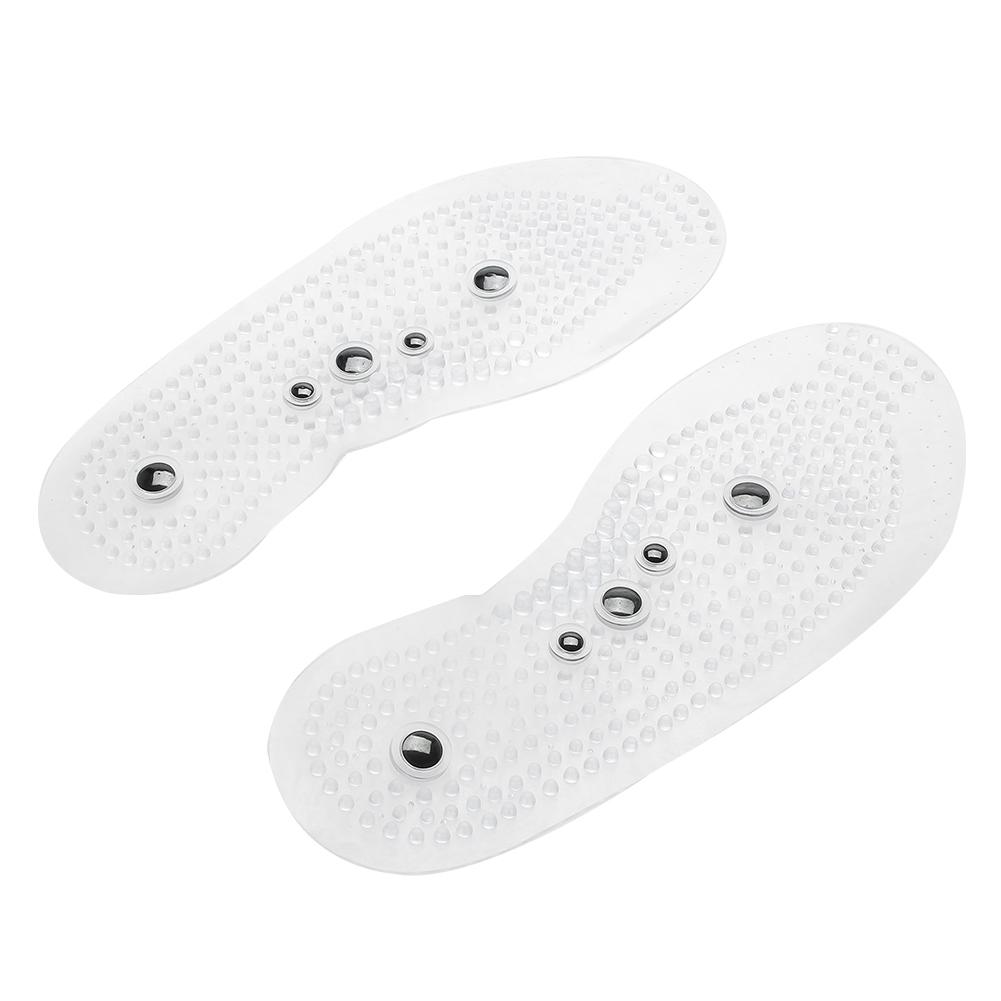 1 Pair Magnetic Therapy Health Transparent Silicone Anti Fatigue Massage Insole Pads (L)