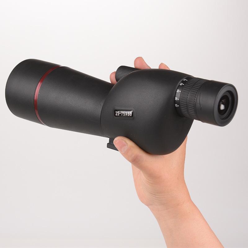 Pleasant Eye 25-75X60 HD Birdwatching Scope, High Magnification Black Telescope with Right Angle Green Film