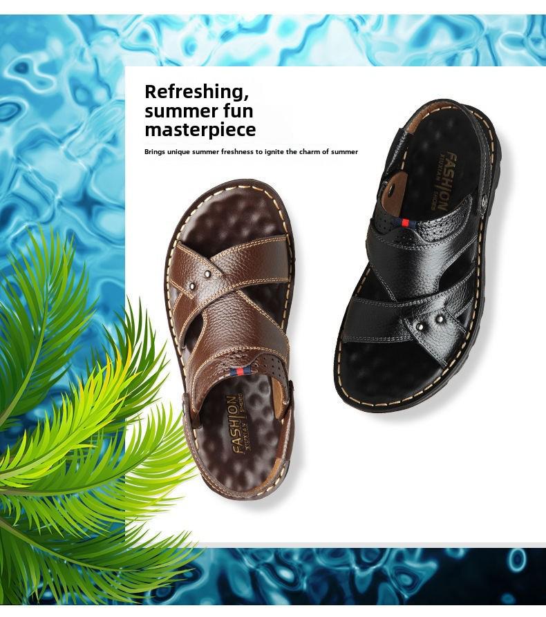 Lässige Strandsandalen aus Leder für Herren: Neue bequeme Outdoor-Schuhe aus echtem Leder mit doppeltem Verwendungszweck