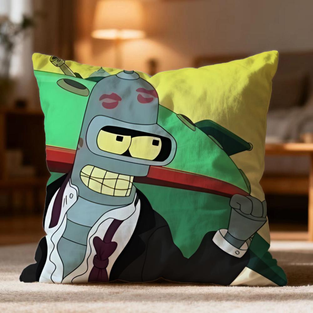 Popular FFuturamaes Cushion Cover Soft Washable Pillow Case Multi-Scene for Couch Bed Travel Office Use