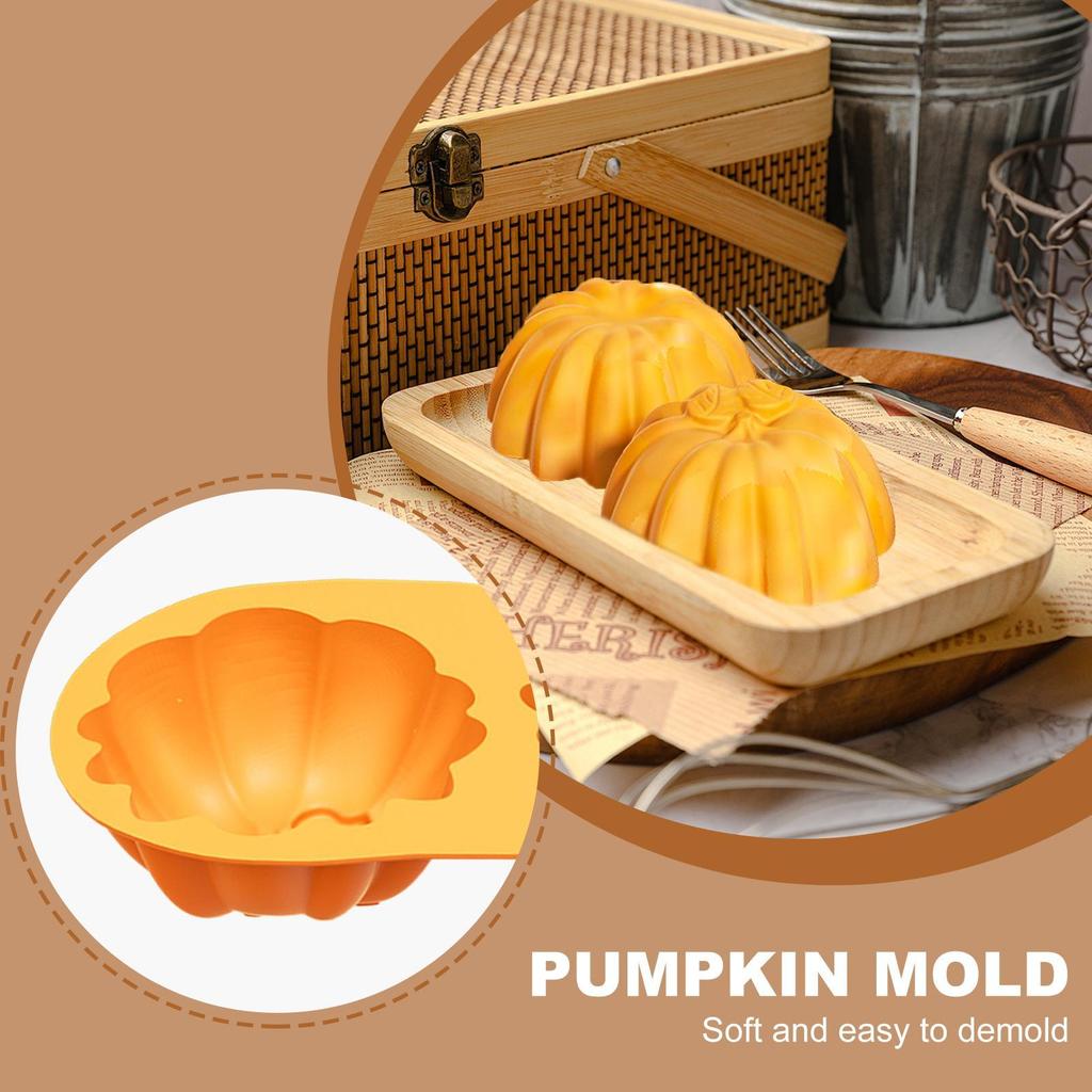 Cake Molds For Baking Silicone Pumpkin Shape Fondant Molds 2-Cavity Easy Demoulding Chocolate Mould For Cake Pudding Jelly