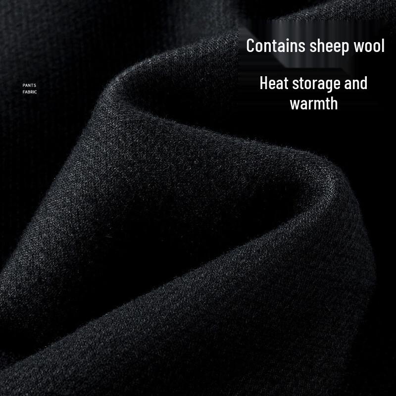 Men's Warm Wool Blend Fleece-Lined Straight Casual Pants