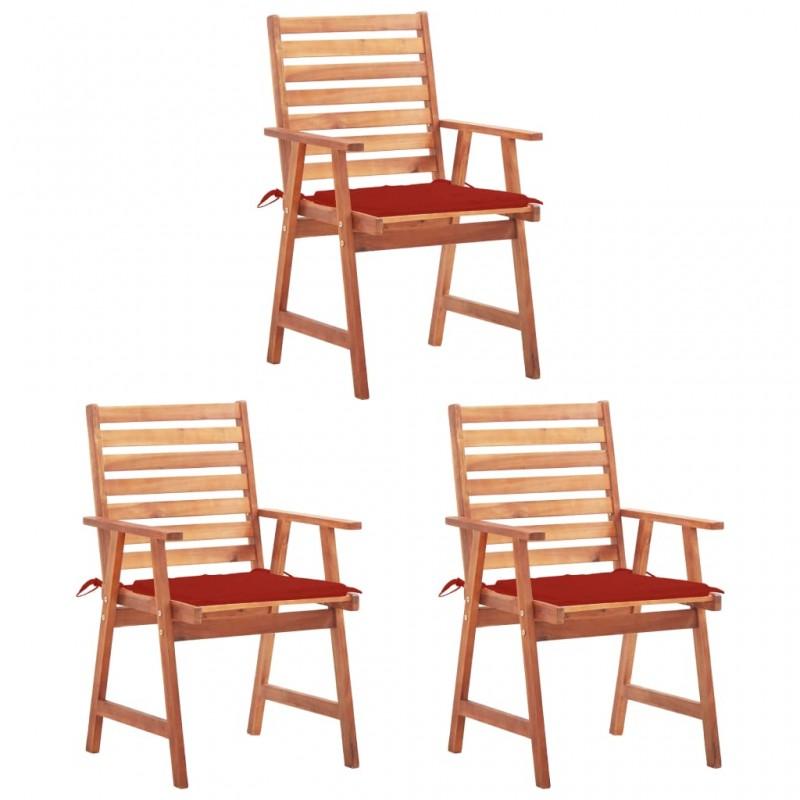 Day and Night - Day and Night Garden Dining Chairs and Cushions 3 Units Solid Acacia Wood