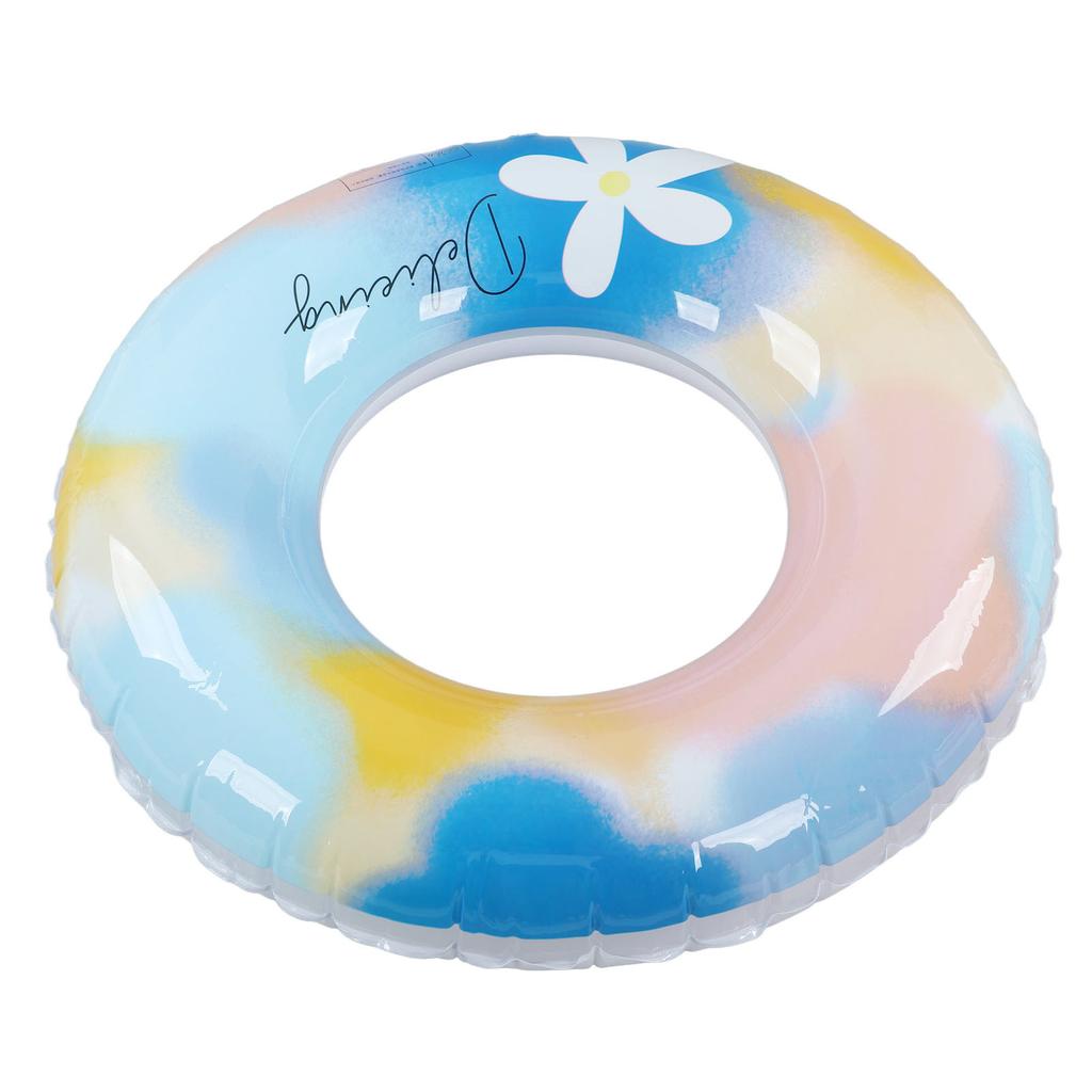 Inflatable Swimming Ring PVC Streamlined Colorful Flower Patterned Underarm Swim Ring for Exercising