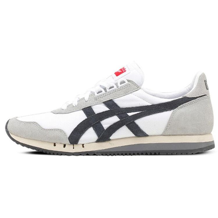 Onitsuka Tiger Dualio Fabric Cow Split Leather Sports Casual Comfortable Non-Slip Low-Top Lifestyle Shoes Unisex sneakers Black White D600N-0190