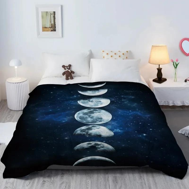 Moon pattern digital-printed polyester Bedroom velvet flannel soft sofa cover blanket Fleece soft sofa cover blankets for beds
