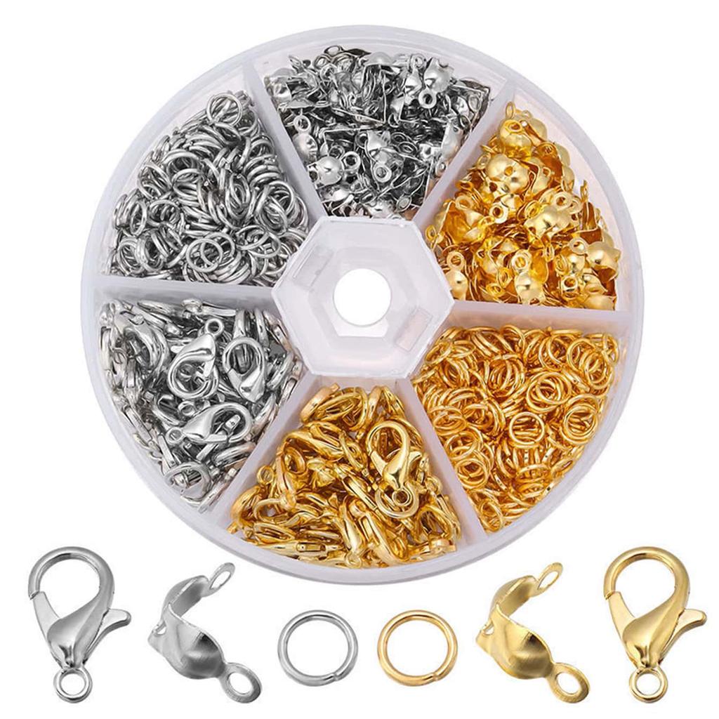 1Box Jewelry Making Kit Lobster Clasp Open Jump Rings End Crimps Beads Box Sets Handmade DIY Bracelet Necklace Findings Supplies