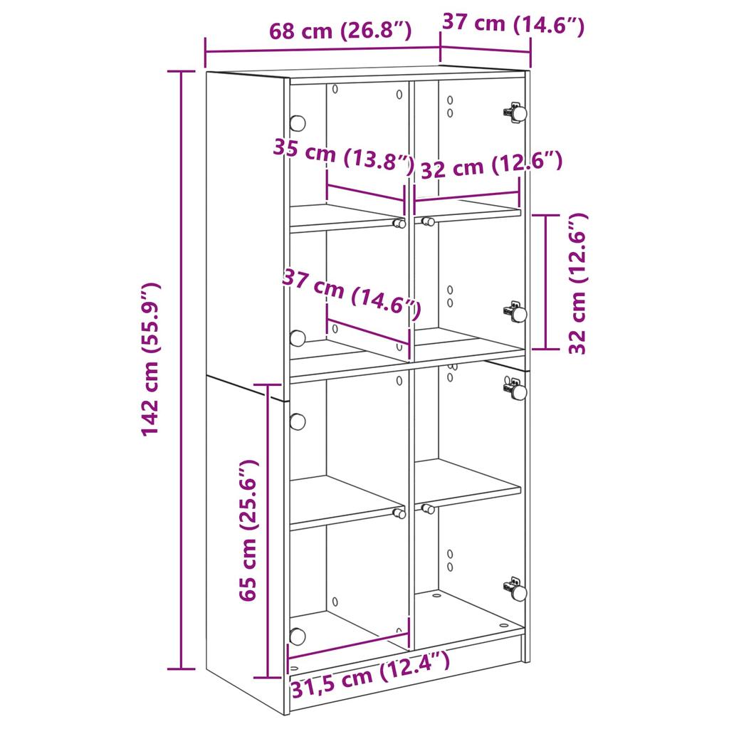 Highboard in Black Oak Look 26.8 x 14.6 x 55.9 in (W x D x H) Particleboard