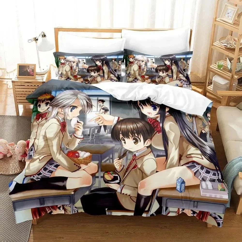 3D Anime Kawai Young Girls Kanokon Beding Set Printed Bed Linen Set With Pilowcase Soft Duvet Cover Soft Single Double Quen Super King-Sized Dimension