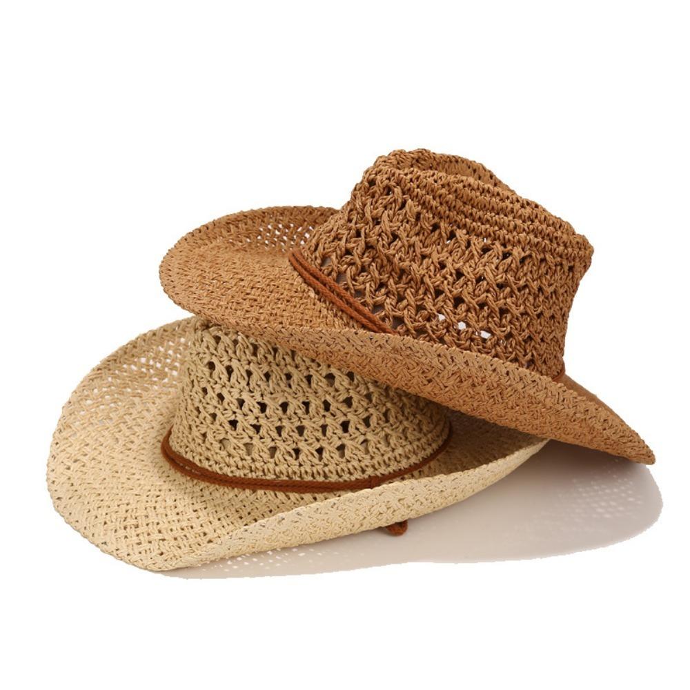 Hollow Cowboy Hat Handmade Sun Protection Hat Fashion Straw Hat