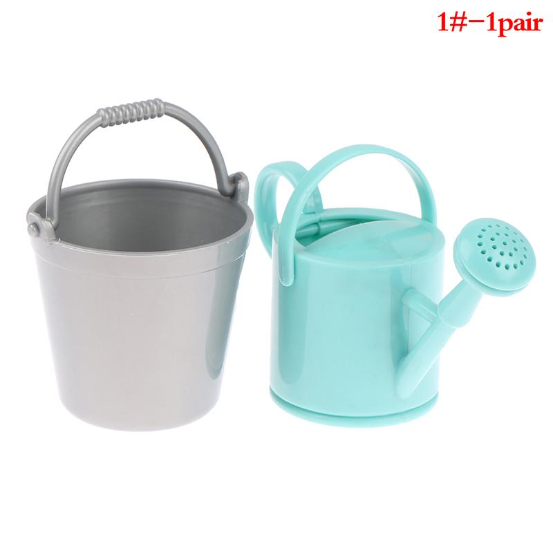 1Set Dollhouse Miniature Bucket Watering Can Model Plant Watering Tool Garden Decor Toy