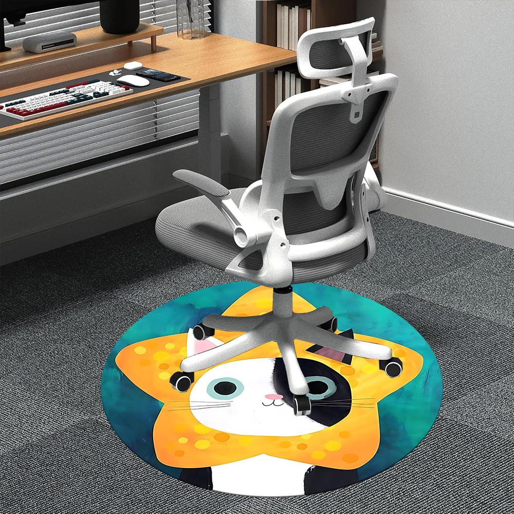 

1pc Cat Star Office Round Area Rug, Indoor Mat Suitable ForOffice, Under Office Chairs Bedroom Living Room Home Decor, Room Deco u56 80cm by 80cm