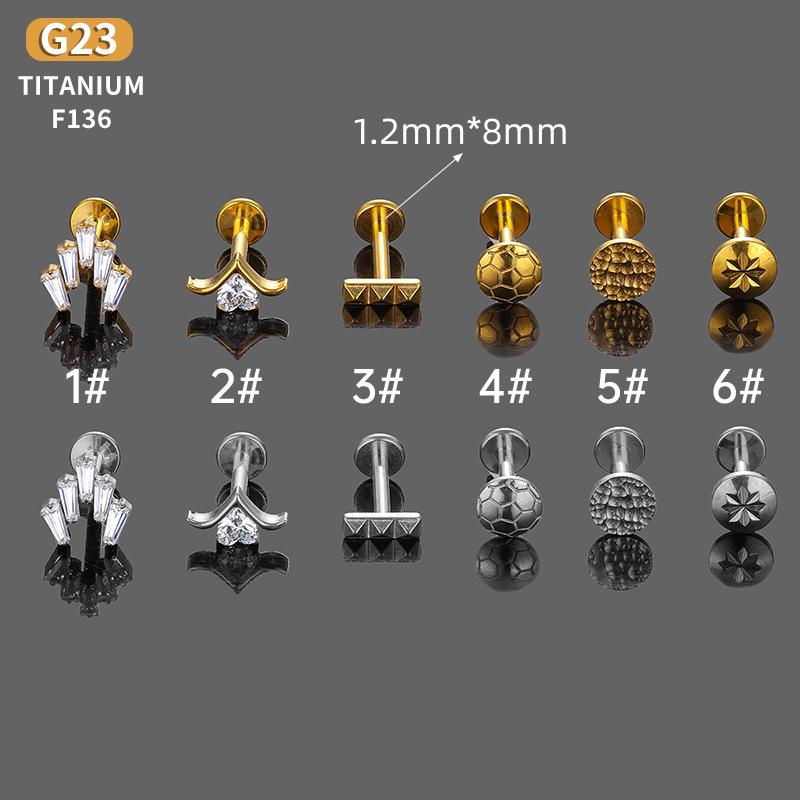 Titanium Zirconium Flat End Bar Ear & Lip Stud Piercing Jewelry