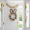 Easter Bunny Wreath for Porch Front Door Cute Garland Easter Wreath with Artificial Floral & Colorful Eggs Festival Decorations